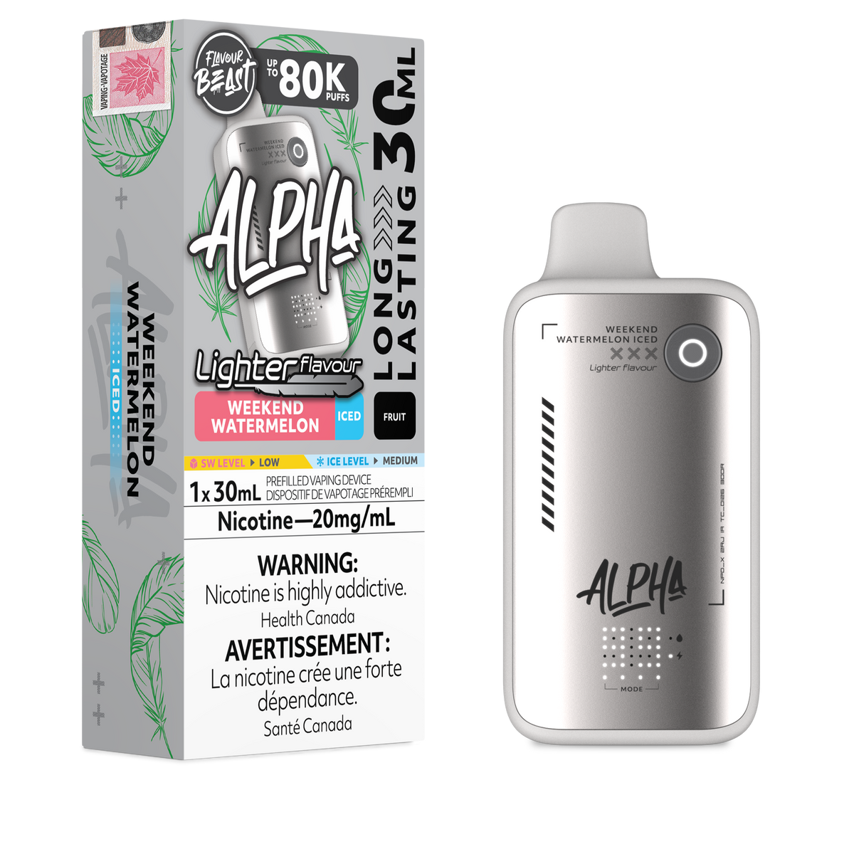 Flavour Beast Alpha Disposable - Light Weekend Watermelon Iced - 20mg