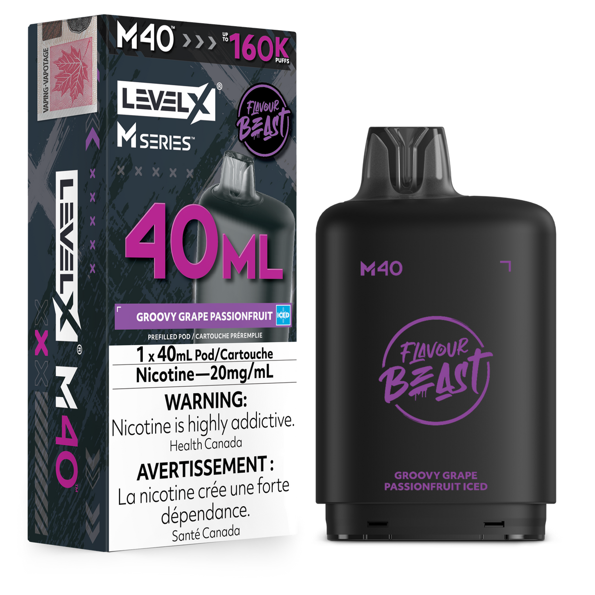 Level X Flavour Beast M Series - 40ml Pod - Groovy Grape Passionfruit - 20mg
