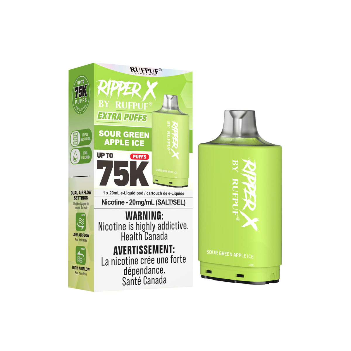 Ripper X 75K - Sour Green Apple Ice - 20mg