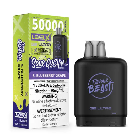 Level X Flavour Beast G2 Ultra - Sour Gushin S. Blueberry Grape - 20mg