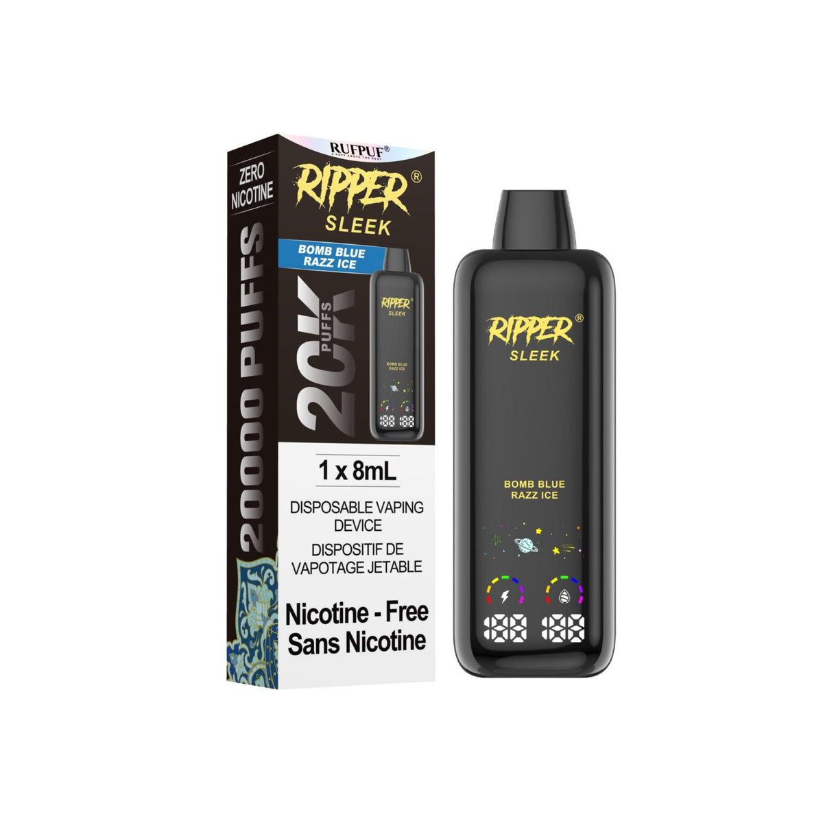 Bomb Blue Razz Ice Ripper SLEEK 8ml - Zero Nicotine