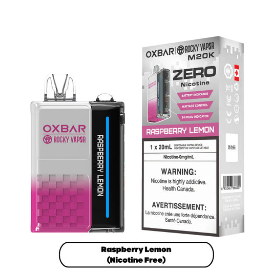 Rocky Vapor Oxbar M20K Nicotine Free - Raspberry Lemon - Zero Nicotine