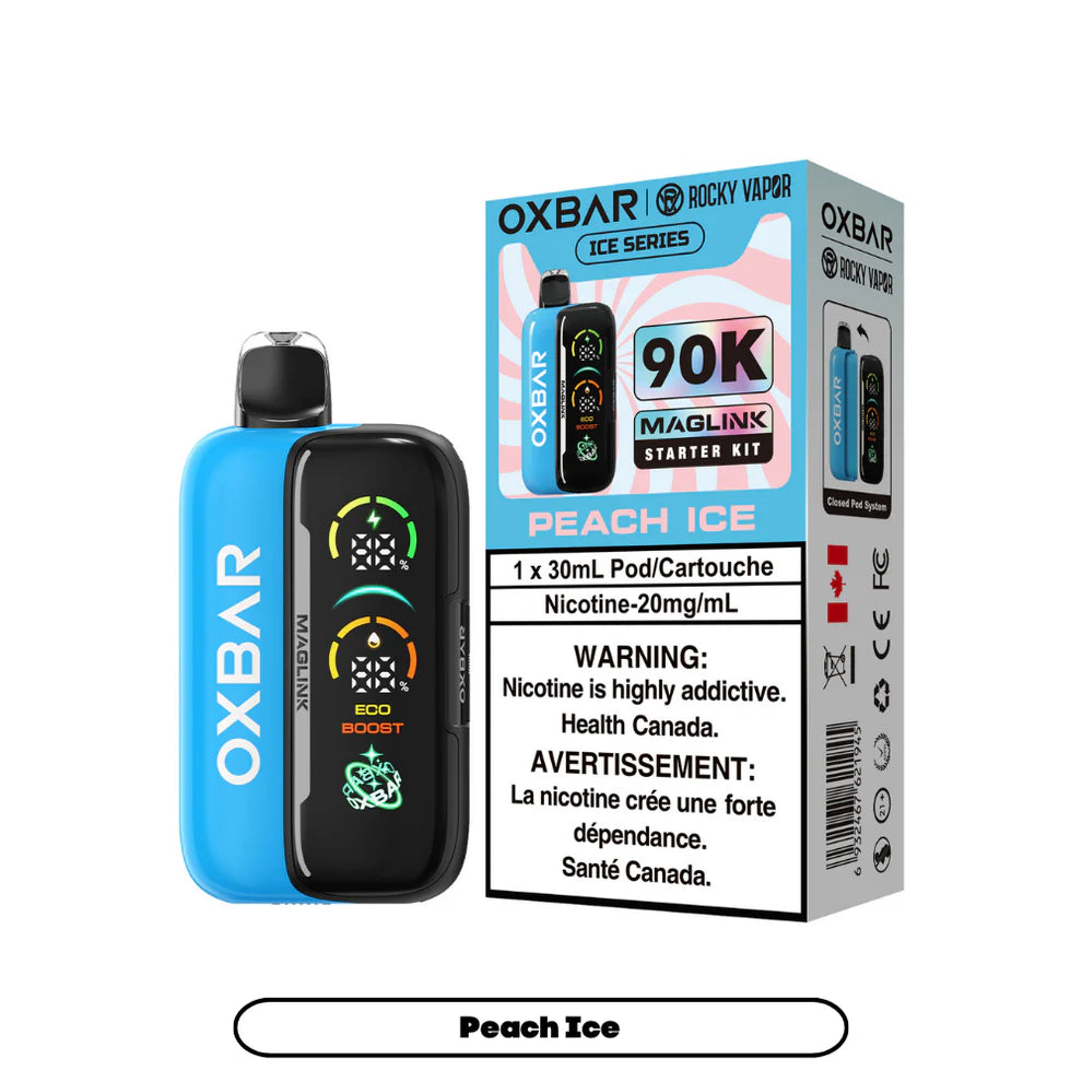 Rocky Vapor Oxbar Maglink - Ice Series - Peach Ice - 20mg {Starter Kit}