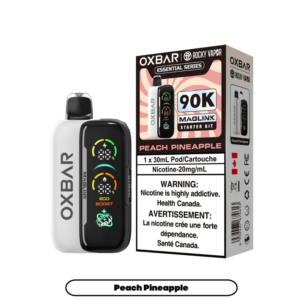 Rocky Vapor Oxbar Maglink - Essential Series - Peach Pineapple - 20mg {Starter Kit}