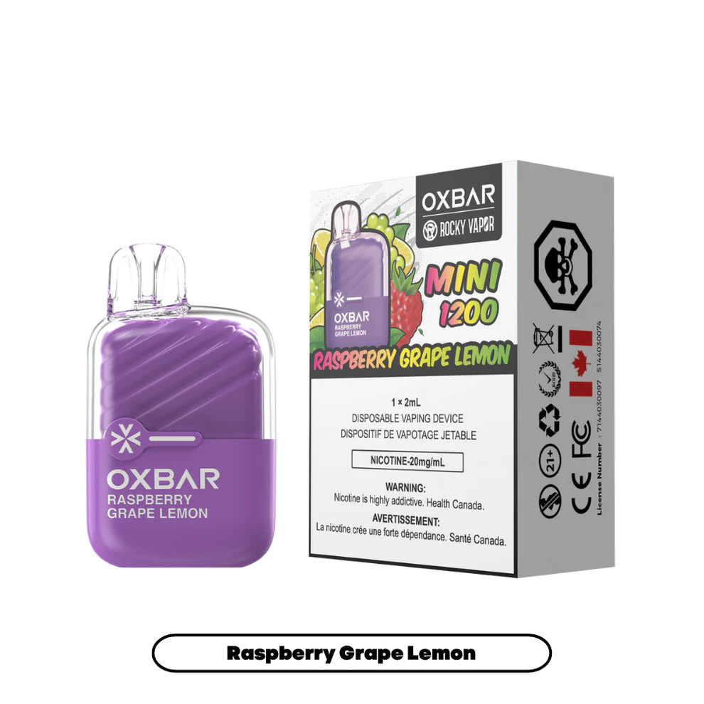 Rocky Vapor Oxbar Mini 1200 - Raspberry Grape Lemon - 20mg