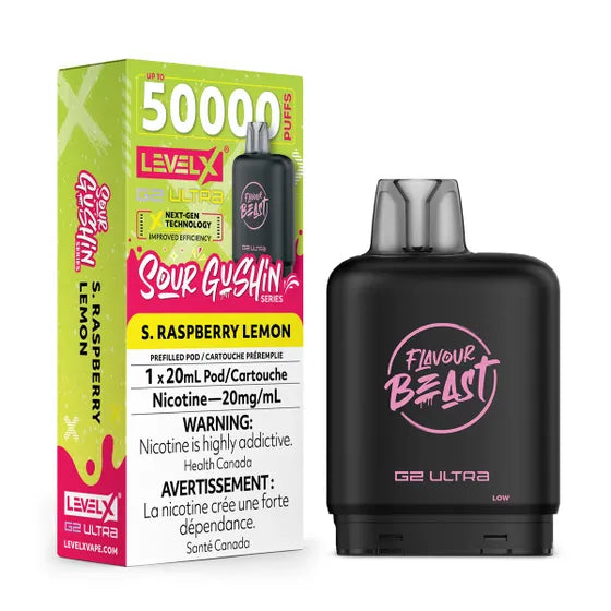 Level X Flavour Beast G2 Ultra - Sour Gushin S. Raspberry Lemon - 20mg