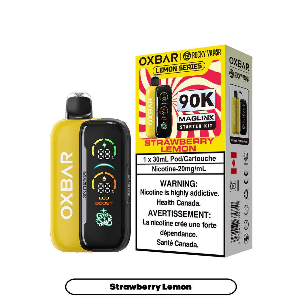 Rocky Vapor Oxbar Maglink - Lemon Series - Strawberry Lemon - 20mg {Starter Kit}