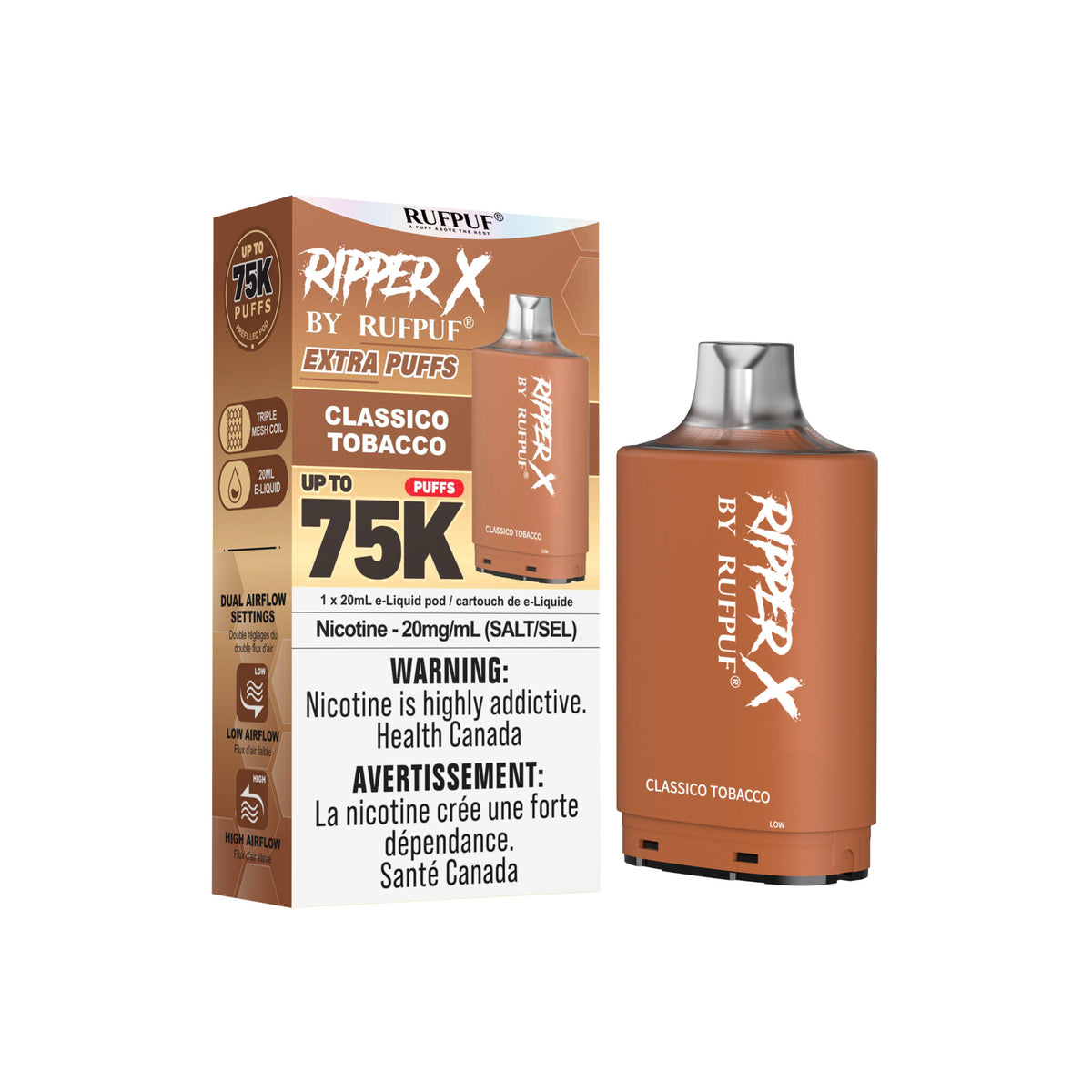 Ripper X 75K - CLASSICO TOBACCO - 20mg