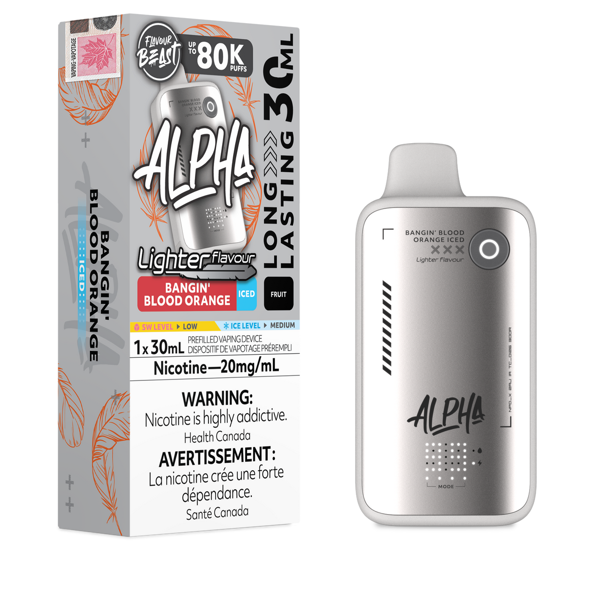 Flavour Beast Alpha Disposable - Light Bangin' Blood Orange Iced - 20mg