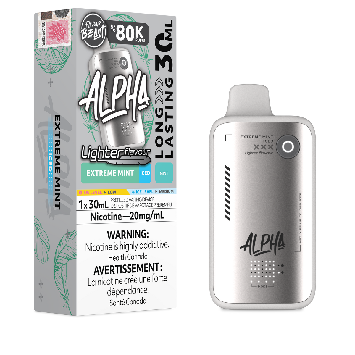 Flavour Beast Alpha Disposable - Light Extreme Mint Iced - 20mg