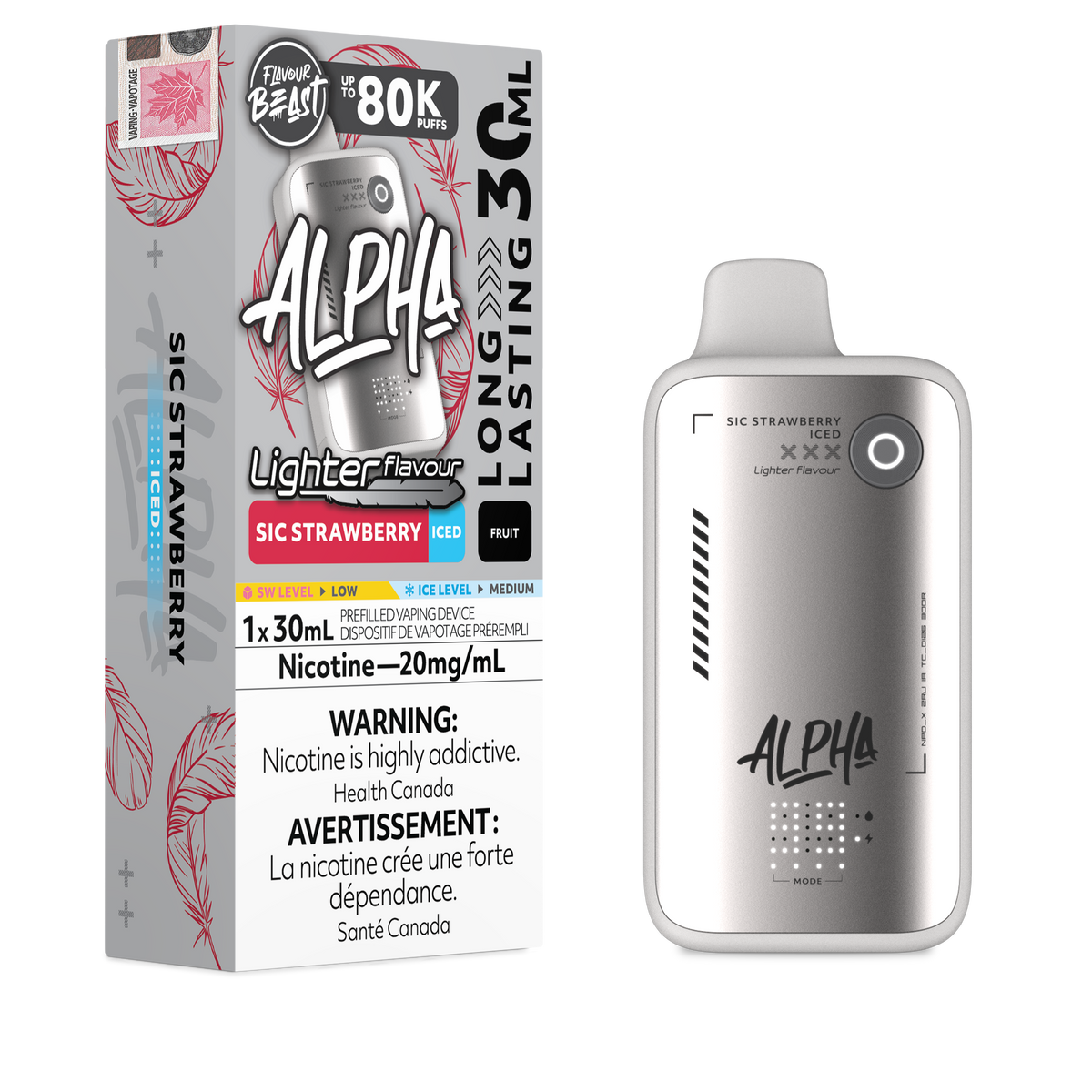 Flavour Beast Alpha Disposable - Light Sic Strawberry Iced - 20mg