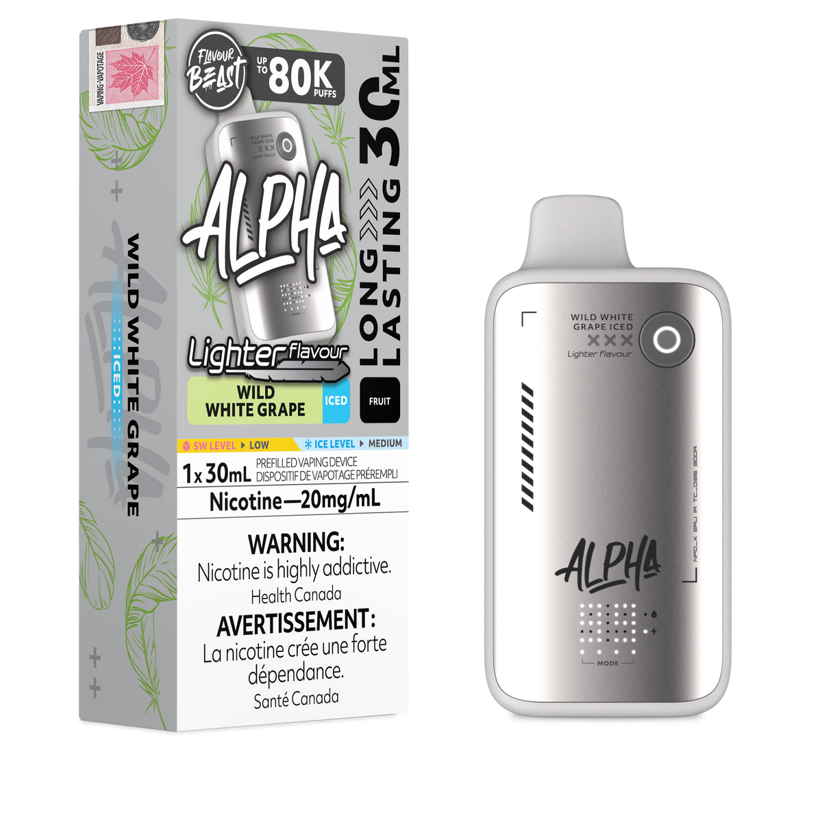 Flavour Beast Alpha Disposable - Light Wild White Grape Iced - 20mg