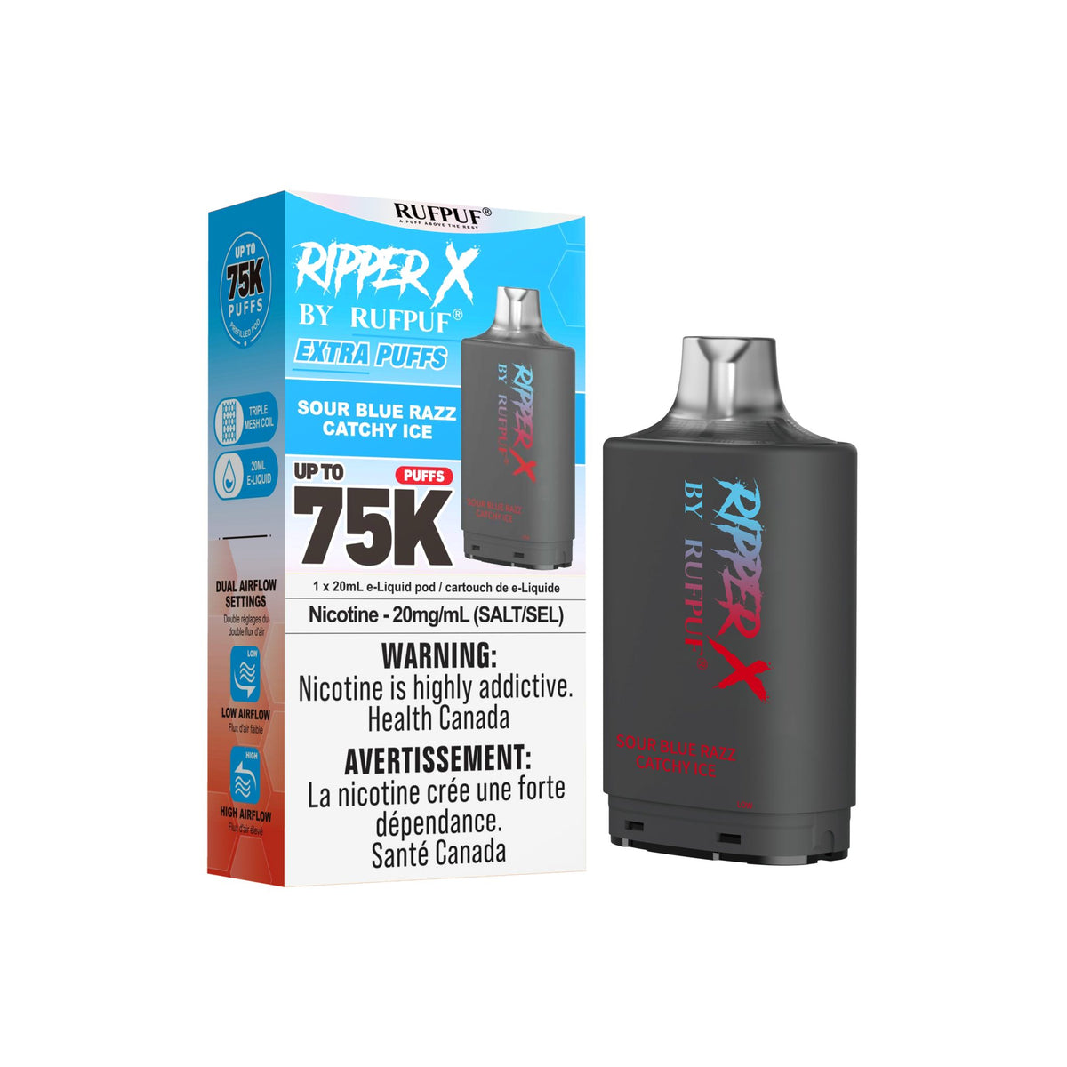 Ripper X 75K - Sour Blue razz Catchy Ice - 20mg