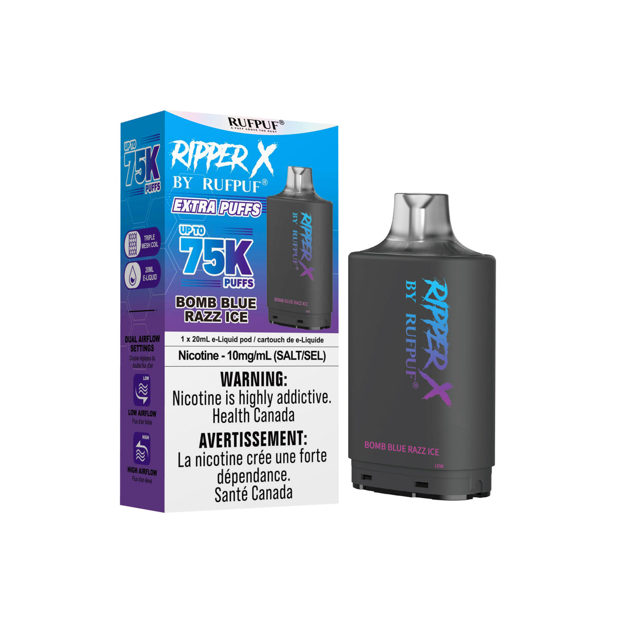 Ripper X 75K - Bomb Blue Razz Ice - 20mg