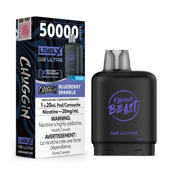 Level X Flavour Beast Chuggin' G2 Ultra - Blueberry Sparkle (ICED) - 20mg
