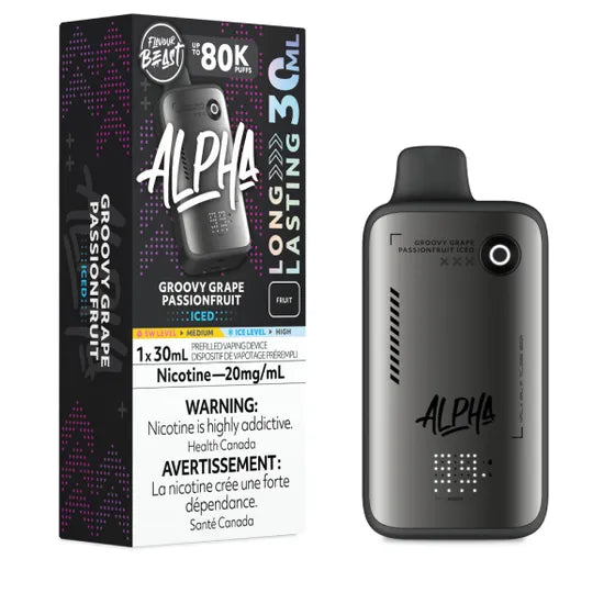 Flavour Beast Alpha Disposable - Groovy Grape Passionfruit Iced - 20mg