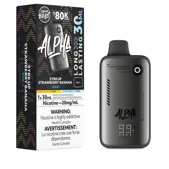 Flavour Beast Alpha Disposable - STR8 UP Strawberry Banana Iced - 20mg