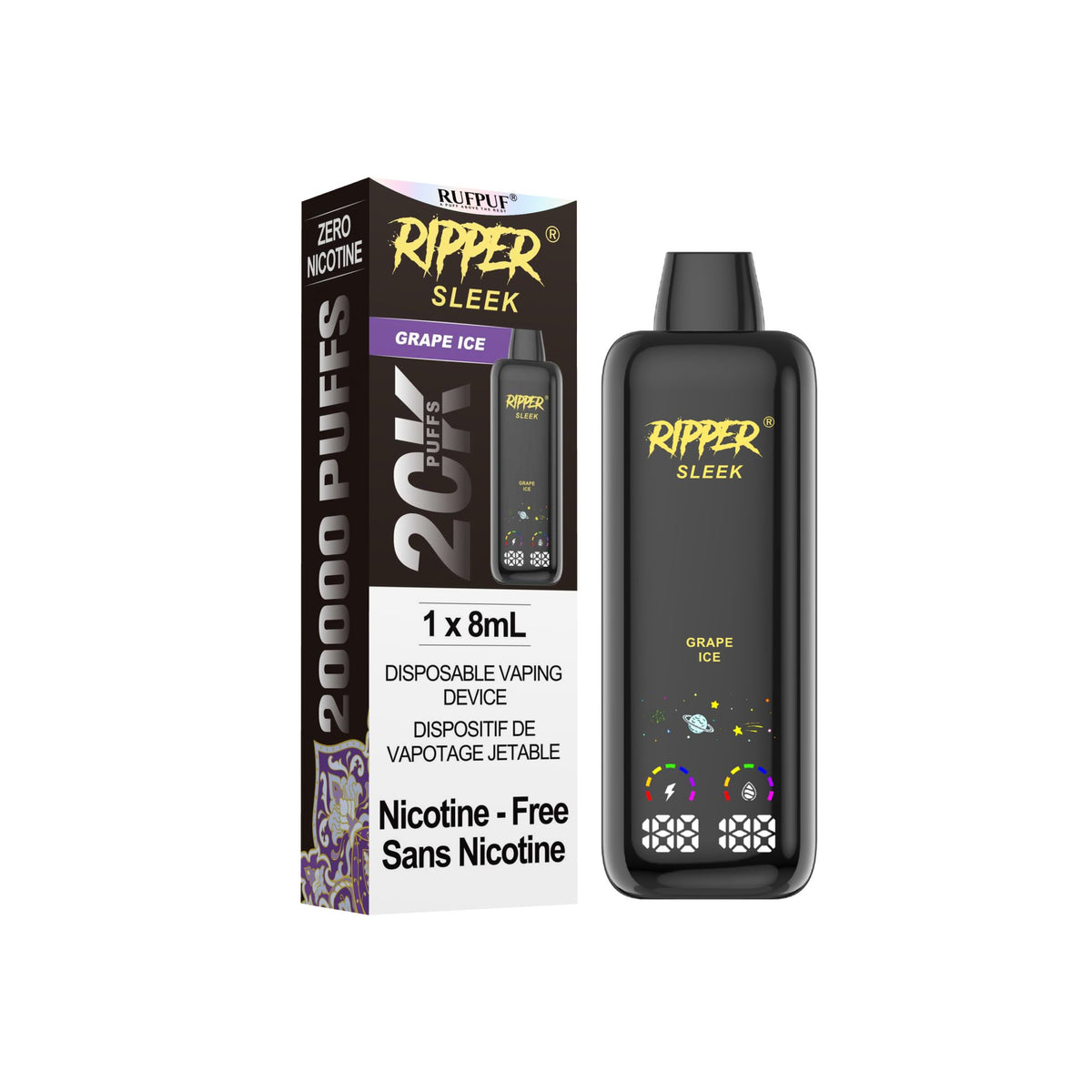 Grape Ice Ripper SLEEK 8ml - Zero Nicotine