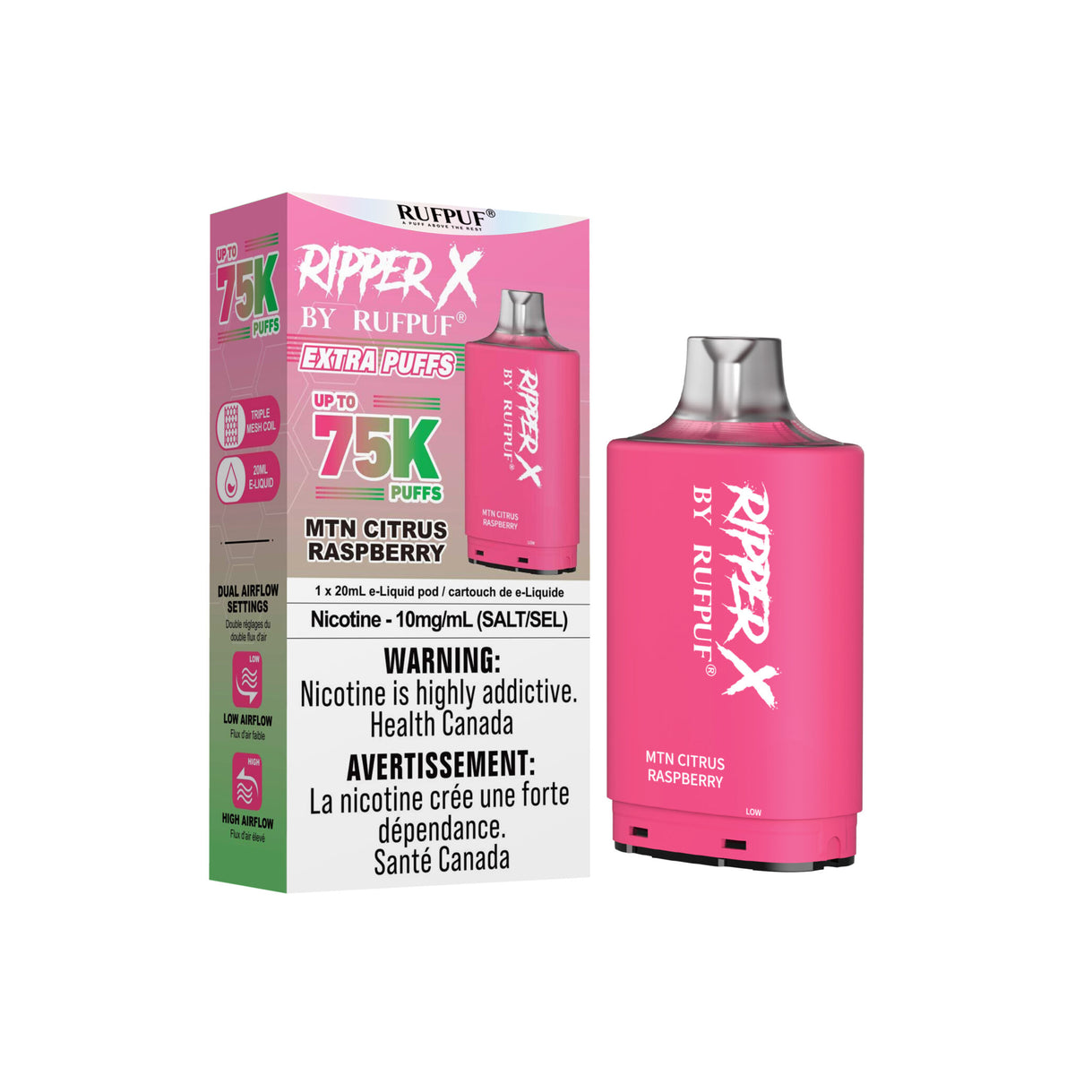 Ripper X 75K - MTN Citrus Raspberry - 20mg