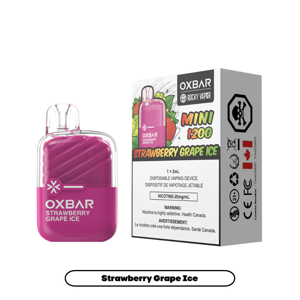 Rocky Vapor Oxbar Mini 1200 - Strawberry Grape Ice - 20mg