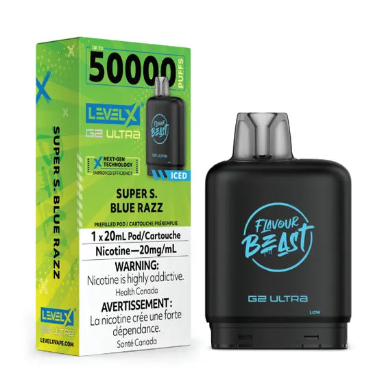Level X Flavour Beast G2 Ultra -Super S. Blue Razz Iced - 20mg