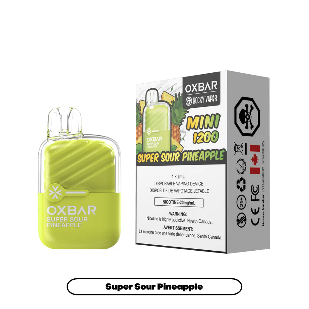 Rocky Vapor Oxbar Mini 1200 - Super Sour Pineapple - 20mg