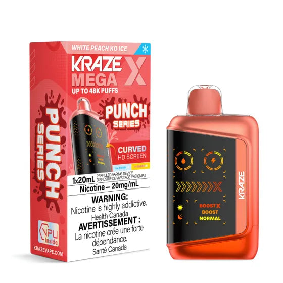 Kraze Mega X - White Peach KO Ice - 20mg